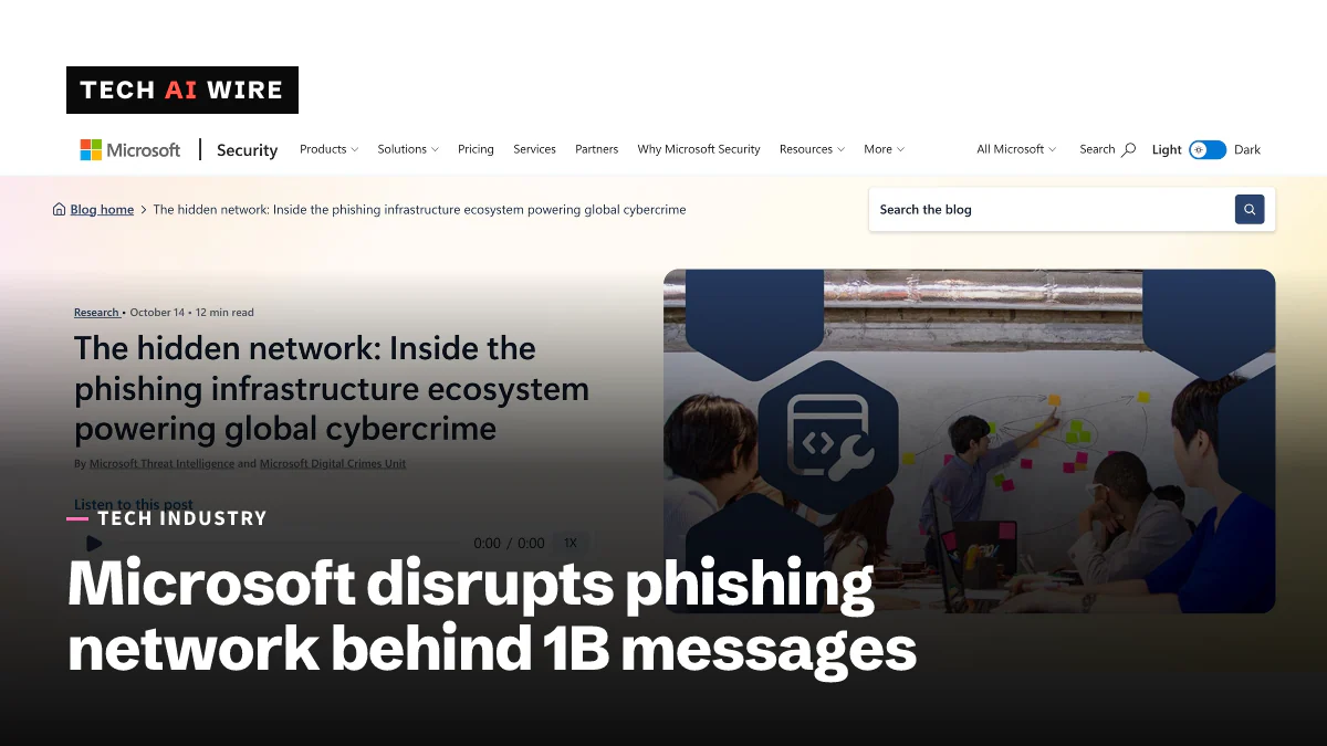 Microsoft Security blog post titled The hidden network: Inside the phishing infrastructure ecosystem powering global cybercrime, dated October 14.
